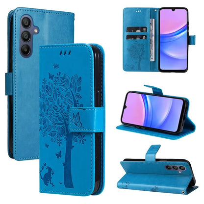 KT Imprinting Flower Series-3 For Samsung Galaxy A16 5G Case Cat Tree Pattern Flip Leather Phone Cover