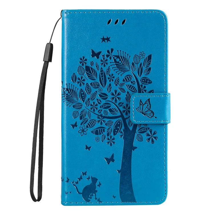 KT Imprinting Flower Series-3 For Samsung Galaxy A16 5G Case Cat Tree Pattern Flip Leather Phone Cover