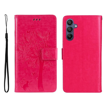 KT Imprinting Flower Series-3 For Samsung Galaxy A16 5G Case Cat Tree Pattern Flip Leather Phone Cover