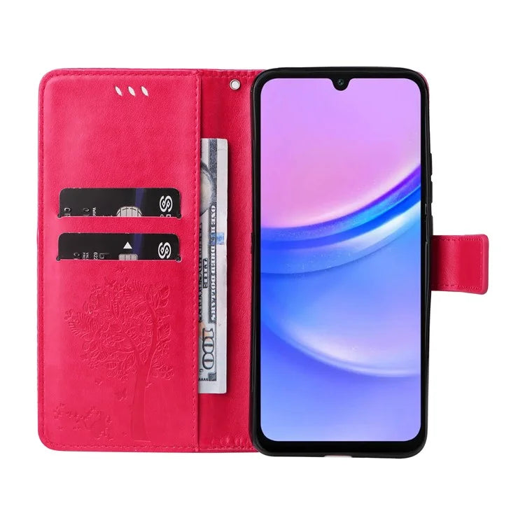 KT Imprinting Flower Series-3 For Samsung Galaxy A16 5G Case Cat Tree Pattern Flip Leather Phone Cover