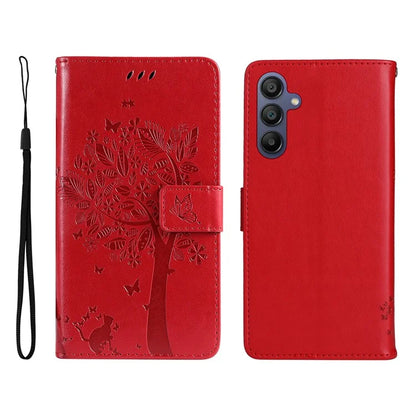 KT Imprinting Flower Series-3 For Samsung Galaxy A16 5G Case Cat Tree Pattern Flip Leather Phone Cover