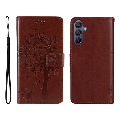 KT Imprinting Flower Series-3 For Samsung Galaxy A16 5G Case Cat Tree Pattern Flip Leather Phone Cover