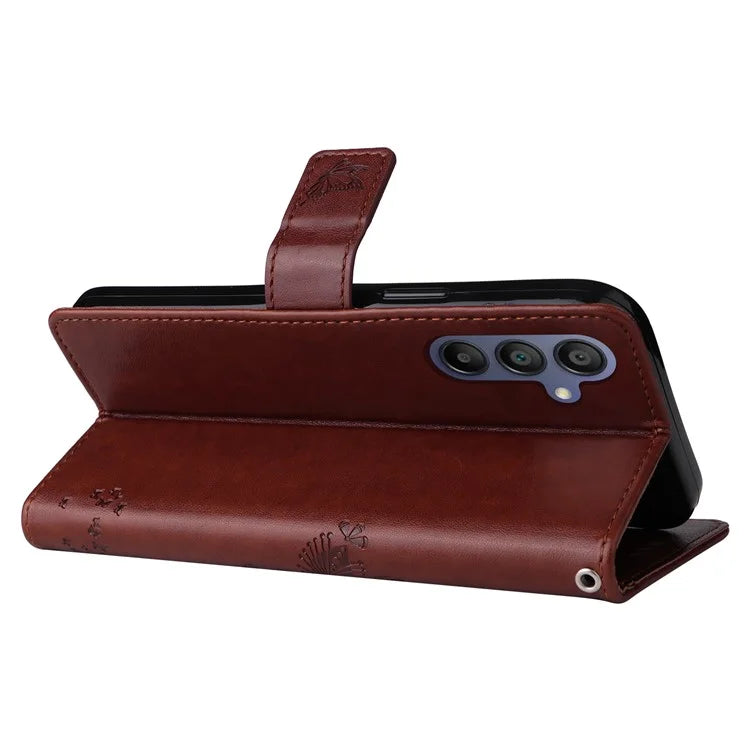 KT Imprinting Flower Series-3 For Samsung Galaxy A16 5G Case Cat Tree Pattern Flip Leather Phone Cover