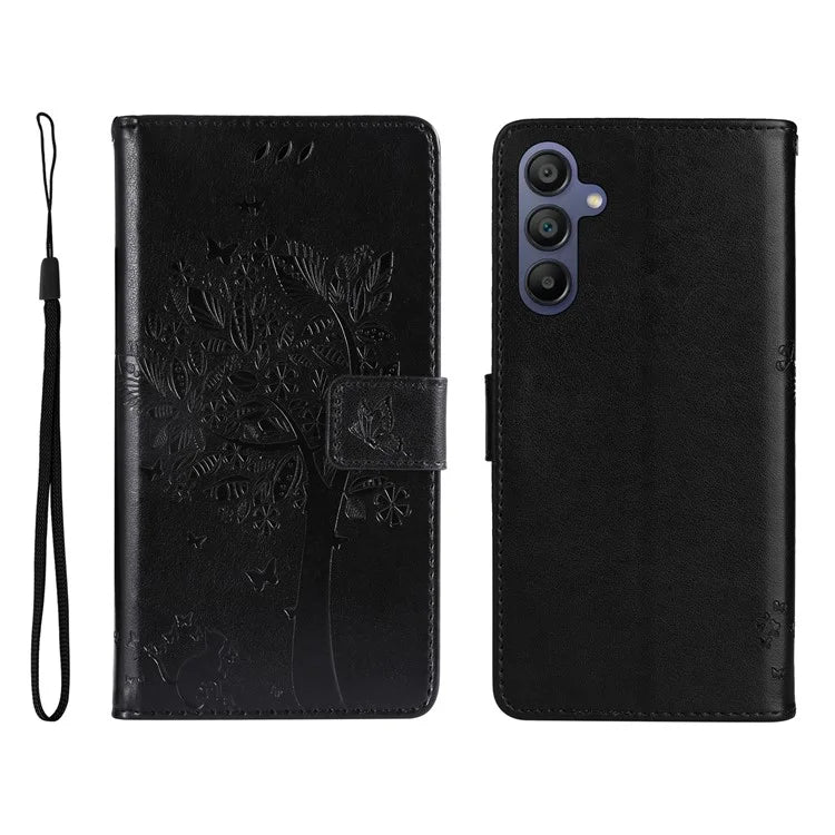 KT Imprinting Flower Series-3 For Samsung Galaxy A16 5G Case Cat Tree Pattern Flip Leather Phone Cover