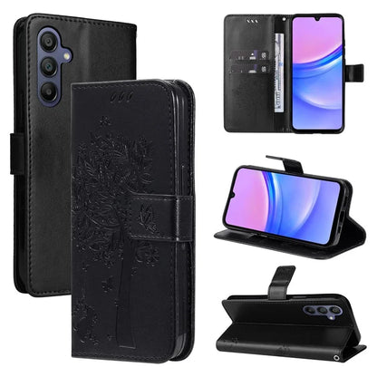 KT Imprinting Flower Series-3 For Samsung Galaxy A16 5G Case Cat Tree Pattern Flip Leather Phone Cover