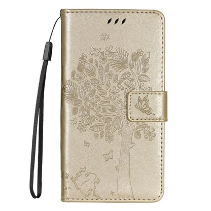 KT Imprinting Flower Series-3 For Samsung Galaxy A16 5G Case Cat Tree Pattern Flip Leather Phone Cover