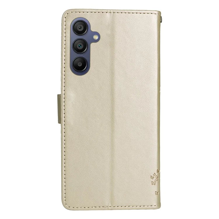 KT Imprinting Flower Series-3 For Samsung Galaxy A16 5G Case Cat Tree Pattern Flip Leather Phone Cover
