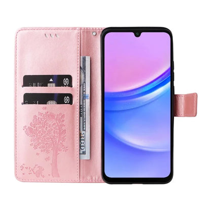 KT Imprinting Flower Series-3 For Samsung Galaxy A16 5G Case Cat Tree Pattern Flip Leather Phone Cover