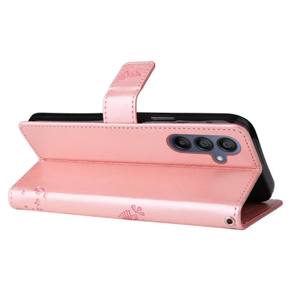 KT Imprinting Flower Series-3 For Samsung Galaxy A16 5G Case Cat Tree Pattern Flip Leather Phone Cover