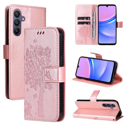 KT Imprinting Flower Series-3 For Samsung Galaxy A16 5G Case Cat Tree Pattern Flip Leather Phone Cover