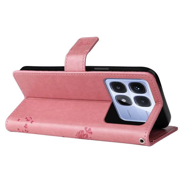 KT Imprinting Flower Series-3 For Xiaomi Redmi K70 Ultra Case Cat Tree Pattern Flip Leather Phone Cover