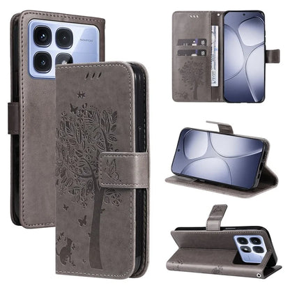 KT Imprinting Flower Series-3 For Xiaomi Redmi K70 Ultra Case Cat Tree Pattern Flip Leather Phone Cover