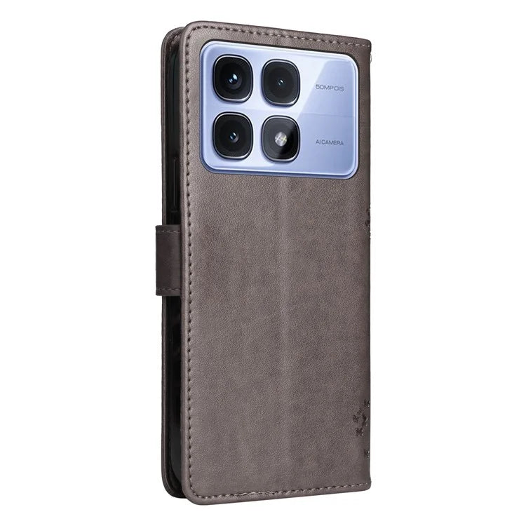 KT Imprinting Flower Series-3 For Xiaomi Redmi K70 Ultra Case Cat Tree Pattern Flip Leather Phone Cover