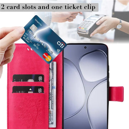 KT Imprinting Flower Series-3 For Xiaomi Redmi K70 Ultra Case Cat Tree Pattern Flip Leather Phone Cover