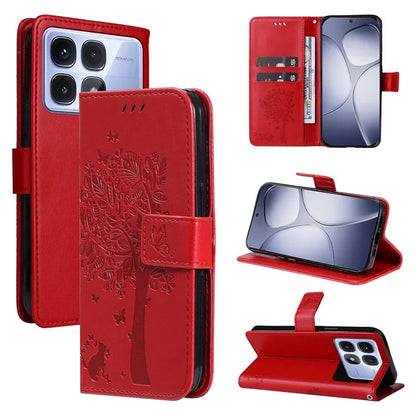 KT Imprinting Flower Series-3 For Xiaomi Redmi K70 Ultra Case Cat Tree Pattern Flip Leather Phone Cover