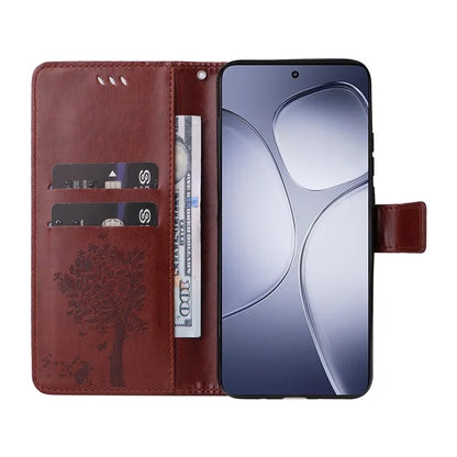 KT Imprinting Flower Series-3 For Xiaomi Redmi K70 Ultra Case Cat Tree Pattern Flip Leather Phone Cover
