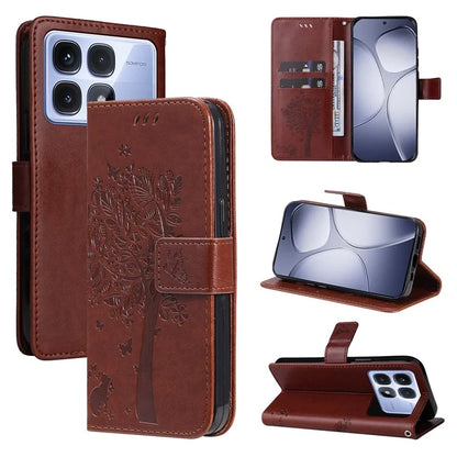 KT Imprinting Flower Series-3 For Xiaomi Redmi K70 Ultra Case Cat Tree Pattern Flip Leather Phone Cover