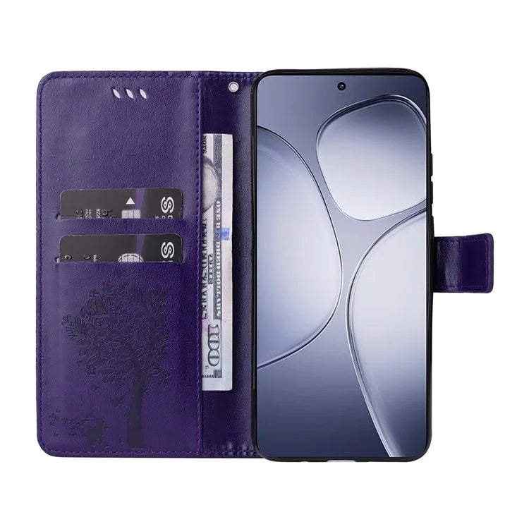 KT Imprinting Flower Series-3 For Xiaomi Redmi K70 Ultra Case Cat Tree Pattern Flip Leather Phone Cover