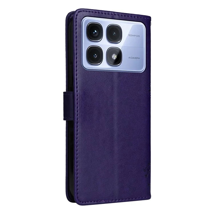 KT Imprinting Flower Series-3 For Xiaomi Redmi K70 Ultra Case Cat Tree Pattern Flip Leather Phone Cover