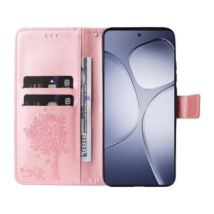 KT Imprinting Flower Series-3 For Xiaomi Redmi K70 Ultra Case Cat Tree Pattern Flip Leather Phone Cover