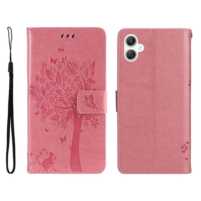 KT Imprinting Flower Series-3 For Samsung Galaxy A06 Case Cat Tree Pattern Flip Leather Phone Cover