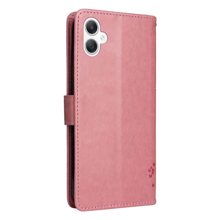 KT Imprinting Flower Series-3 For Samsung Galaxy A06 Case Cat Tree Pattern Flip Leather Phone Cover