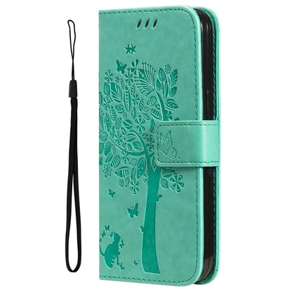 KT Imprinting Flower Series-3 For Samsung Galaxy A06 Case Cat Tree Pattern Flip Leather Phone Cover
