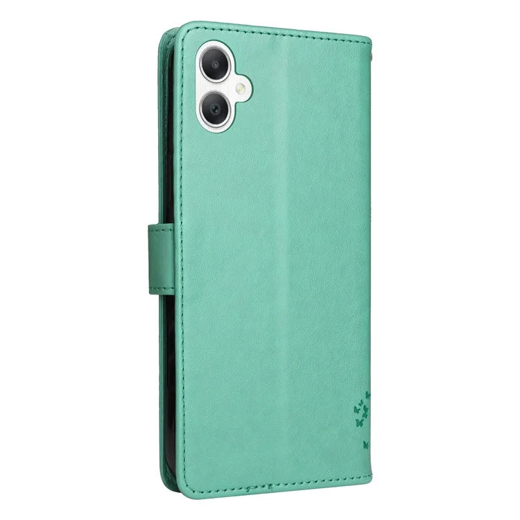 KT Imprinting Flower Series-3 For Samsung Galaxy A06 Case Cat Tree Pattern Flip Leather Phone Cover