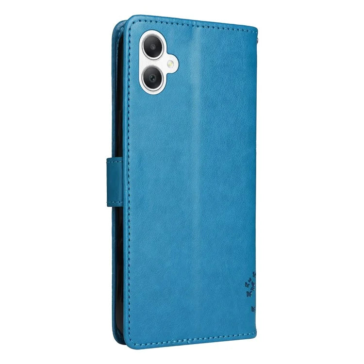 KT Imprinting Flower Series-3 For Samsung Galaxy A06 Case Cat Tree Pattern Flip Leather Phone Cover
