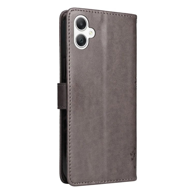 KT Imprinting Flower Series-3 For Samsung Galaxy A06 Case Cat Tree Pattern Flip Leather Phone Cover