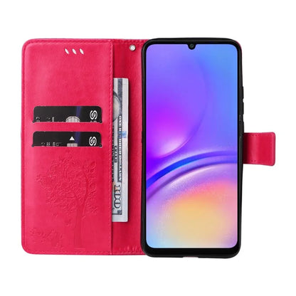 KT Imprinting Flower Series-3 For Samsung Galaxy A06 Case Cat Tree Pattern Flip Leather Phone Cover