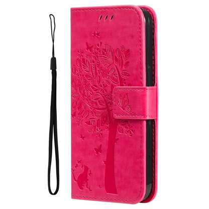 KT Imprinting Flower Series-3 For Samsung Galaxy A06 Case Cat Tree Pattern Flip Leather Phone Cover
