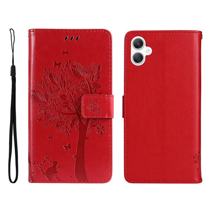 KT Imprinting Flower Series-3 For Samsung Galaxy A06 Case Cat Tree Pattern Flip Leather Phone Cover