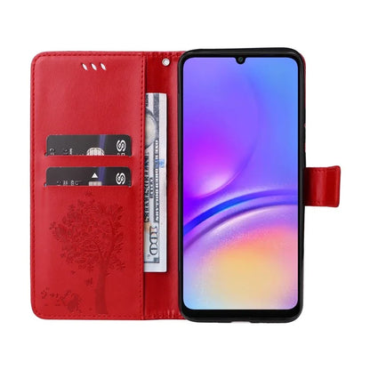 KT Imprinting Flower Series-3 For Samsung Galaxy A06 Case Cat Tree Pattern Flip Leather Phone Cover
