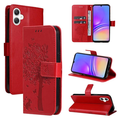 KT Imprinting Flower Series-3 For Samsung Galaxy A06 Case Cat Tree Pattern Flip Leather Phone Cover