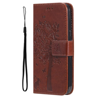 KT Imprinting Flower Series-3 For Samsung Galaxy A06 Case Cat Tree Pattern Flip Leather Phone Cover