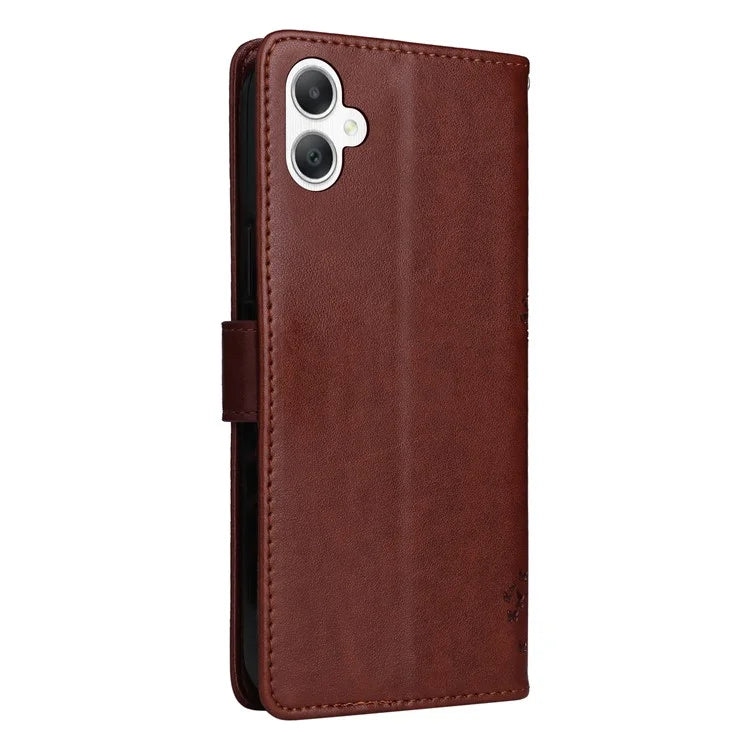 KT Imprinting Flower Series-3 For Samsung Galaxy A06 Case Cat Tree Pattern Flip Leather Phone Cover