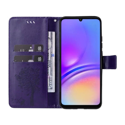 KT Imprinting Flower Series-3 For Samsung Galaxy A06 Case Cat Tree Pattern Flip Leather Phone Cover