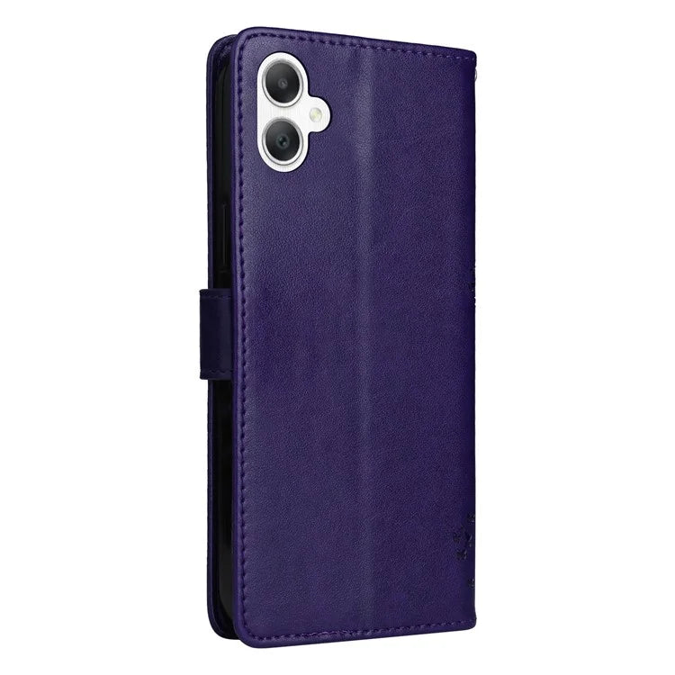 KT Imprinting Flower Series-3 For Samsung Galaxy A06 Case Cat Tree Pattern Flip Leather Phone Cover