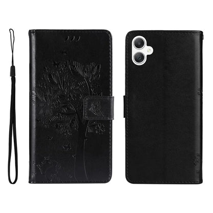 KT Imprinting Flower Series-3 For Samsung Galaxy A06 Case Cat Tree Pattern Flip Leather Phone Cover