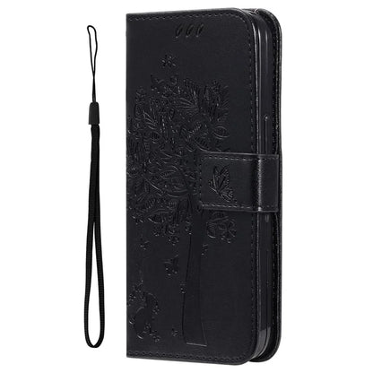 KT Imprinting Flower Series-3 For Samsung Galaxy A06 Case Cat Tree Pattern Flip Leather Phone Cover