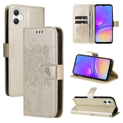KT Imprinting Flower Series-3 For Samsung Galaxy A06 Case Cat Tree Pattern Flip Leather Phone Cover