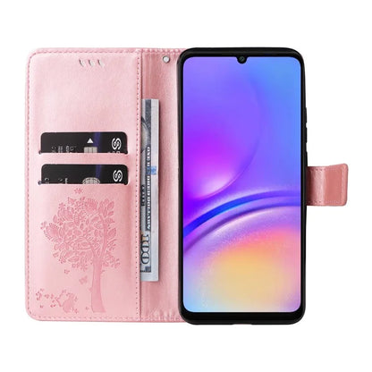 KT Imprinting Flower Series-3 For Samsung Galaxy A06 Case Cat Tree Pattern Flip Leather Phone Cover