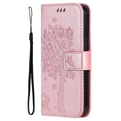 KT Imprinting Flower Series-3 For Samsung Galaxy A06 Case Cat Tree Pattern Flip Leather Phone Cover