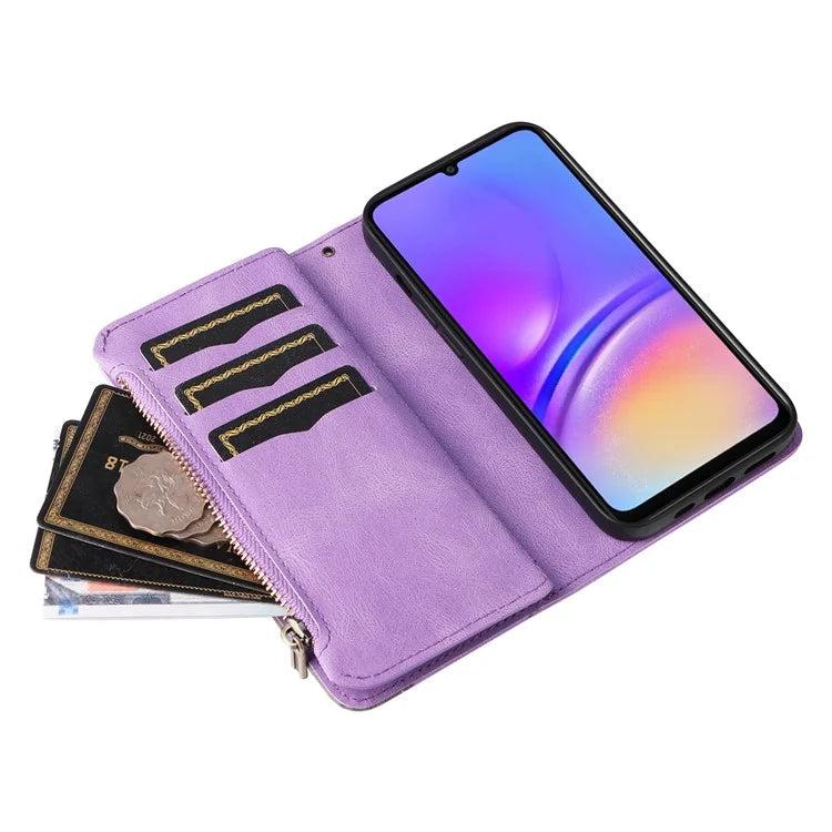KT Multi-Function Series-5 For Samsung Galaxy A06 Case Zipper Wallet Leather Phone Cover Stand