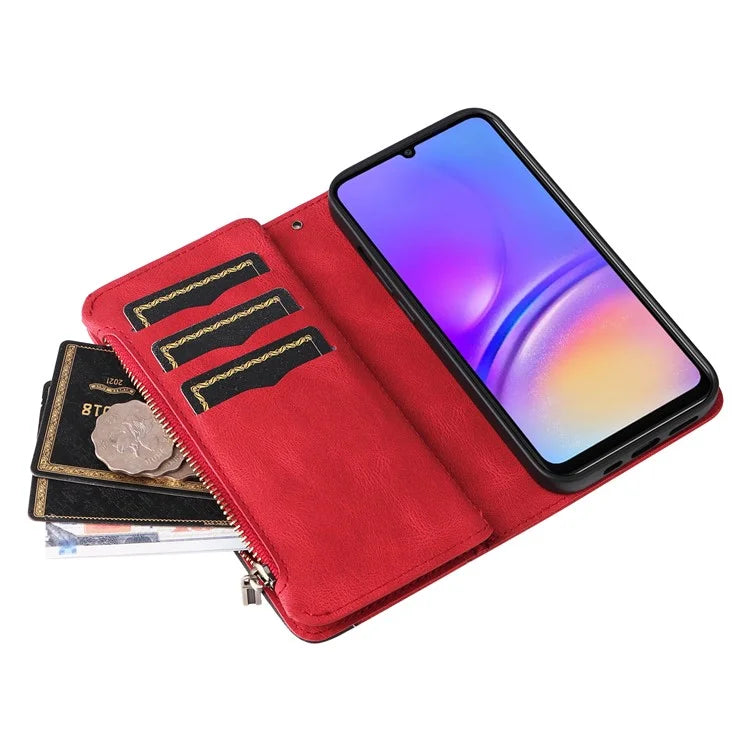 KT Multi-Function Series-5 For Samsung Galaxy A06 Case Zipper Wallet Leather Phone Cover Stand