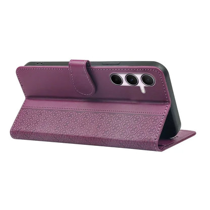 For Samsung Galaxy A16 5G Case Magnetic Clasp Four-Leaf Clover Leather Phone Cover
