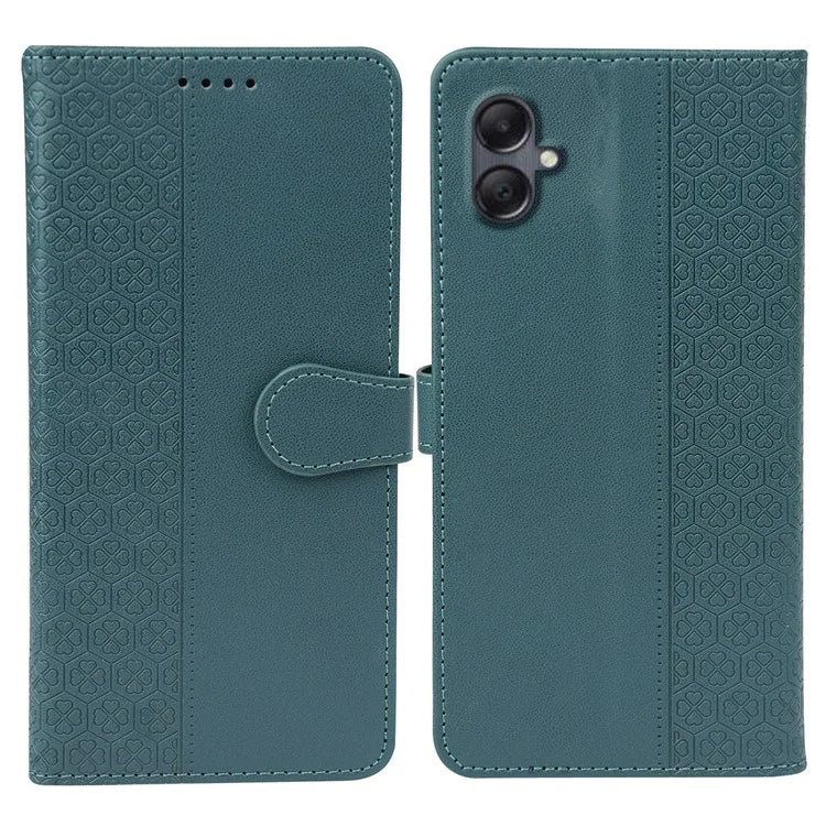 For Samsung Galaxy A06 Case Magnetic Clasp Four-Leaf Clover Leather Phone Cover