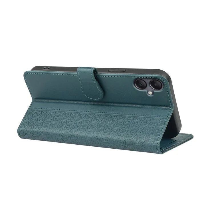 For Samsung Galaxy A06 Case Magnetic Clasp Four-Leaf Clover Leather Phone Cover