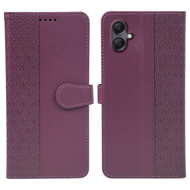 For Samsung Galaxy A06 Case Magnetic Clasp Four-Leaf Clover Leather Phone Cover